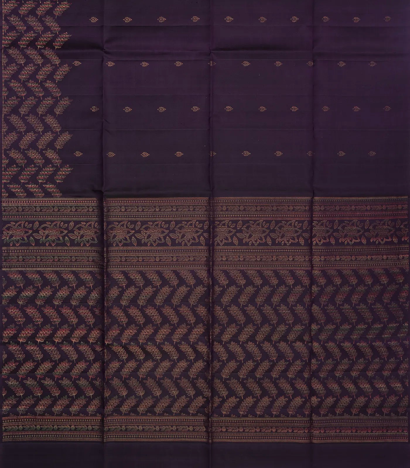 Magenta Handloom Soft Silk Saree With Floral Buttas