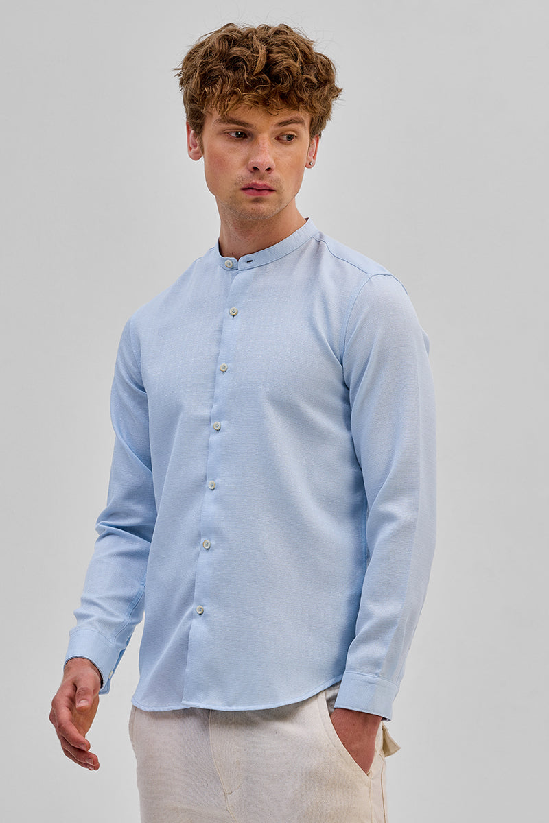 Light Blue Mandarin Slim Fit Shirt