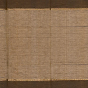 Dark Olive Handloom Silk Cotton Saree With Veldari stripes