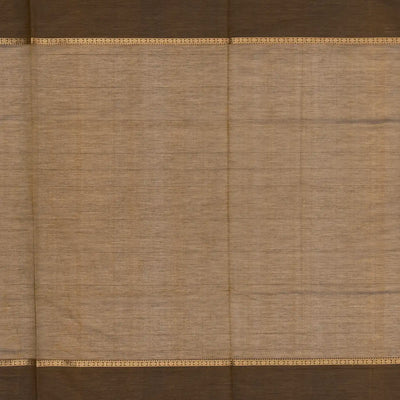 Dark Olive Handloom Silk Cotton Saree With Veldari stripes