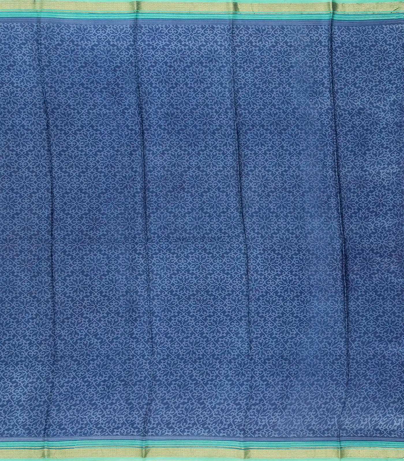 Aquamarine Printed Crepe Silk Saree With Floral Motifs