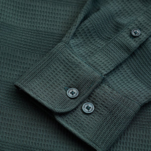 Green Textured Slim Fit Shirt