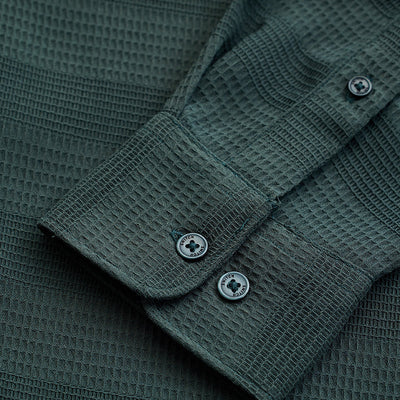 Green Textured Slim Fit Shirt