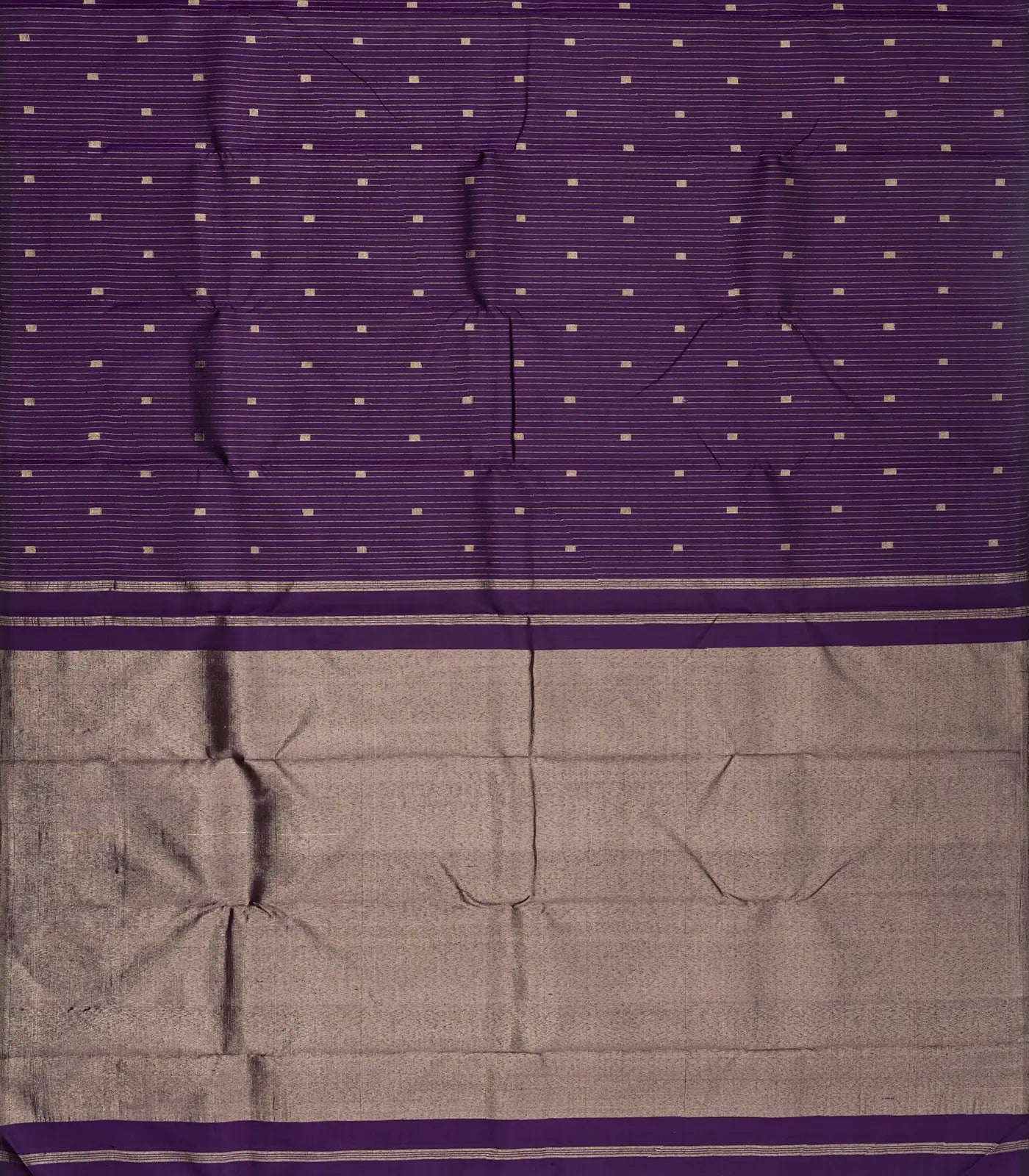 Violet Handloom Kanchipuram Silk Saree With Stripes & Buttas