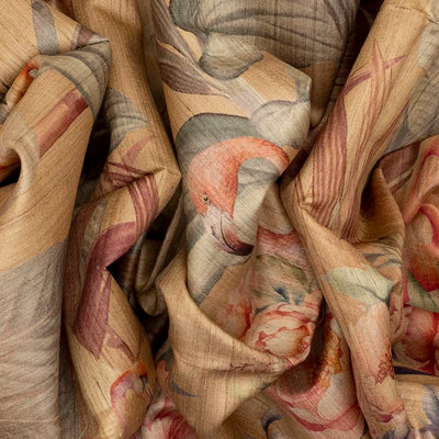 Beige Handloom Tussar Silk Saree With Printed Crane Motifs-Beige