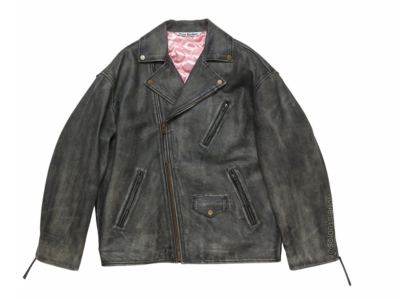 Acne Studios Distressed Leather Jacket Black