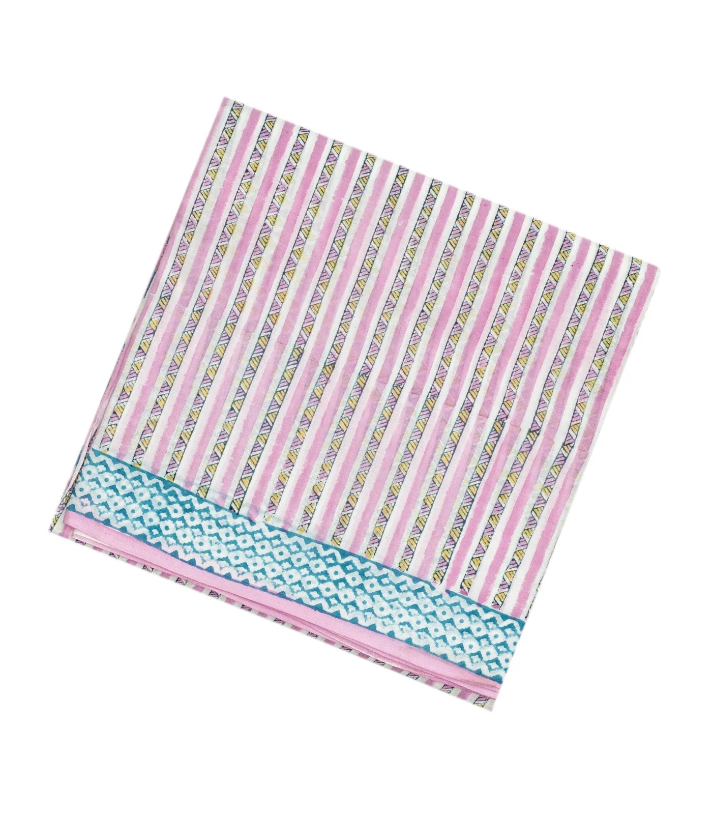Baby Pink Woven Jaipur Cotton Saree Printed With Stripes