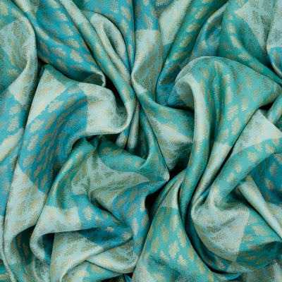 Sky Blue Mysore Crepe Silk Saree With Printed Checks & Floral Motifs