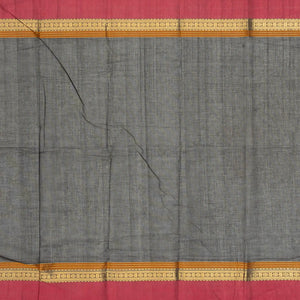 Black Handloom Kanchi Cotton Saree With Gandaberunda Buttas