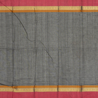 Black Handloom Kanchi Cotton Saree With Gandaberunda Buttas