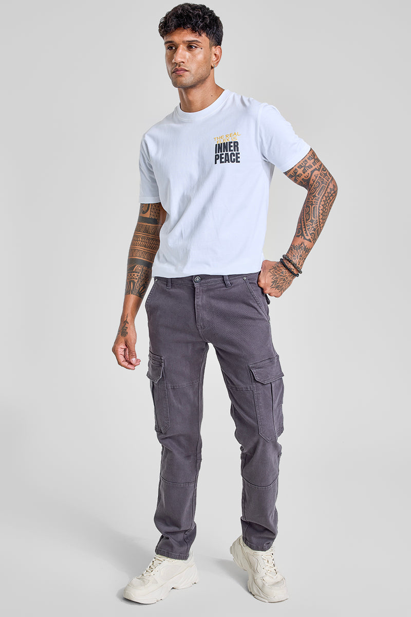 Grey Slim Fit Cargo Jeans