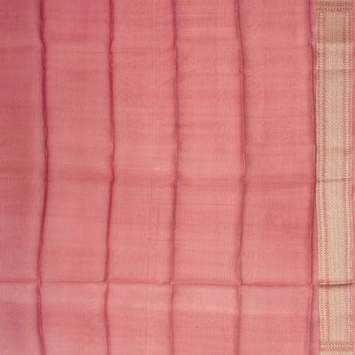 Peach Woven Banarasi Tissue Silk Saree With Floral Buttas
