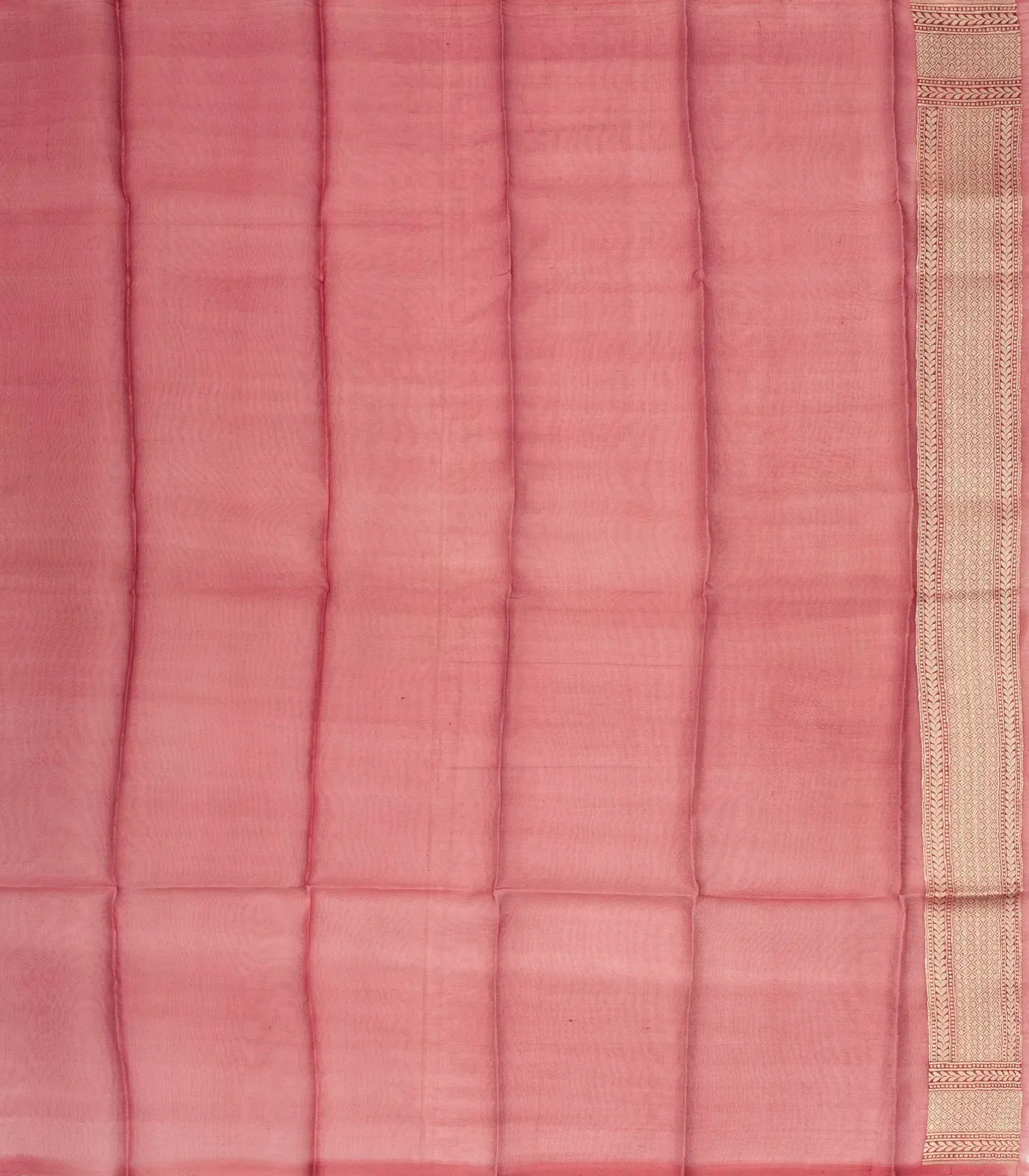 Peach Woven Banarasi Tissue Silk Saree With Floral Buttas