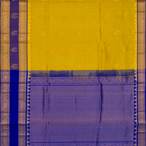 Mustard Handloom Chirala Soft Silk Saree With Checks-Mustard
