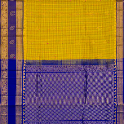 Mustard Handloom Chirala Soft Silk Saree With Checks-Mustard