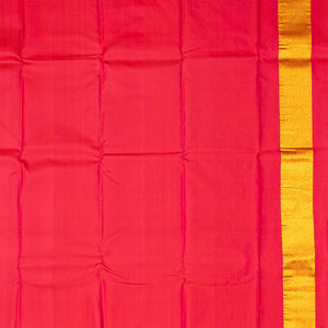 Orange Handloom Kanchipuram Korvai Silk Saree With Zari Temple Border