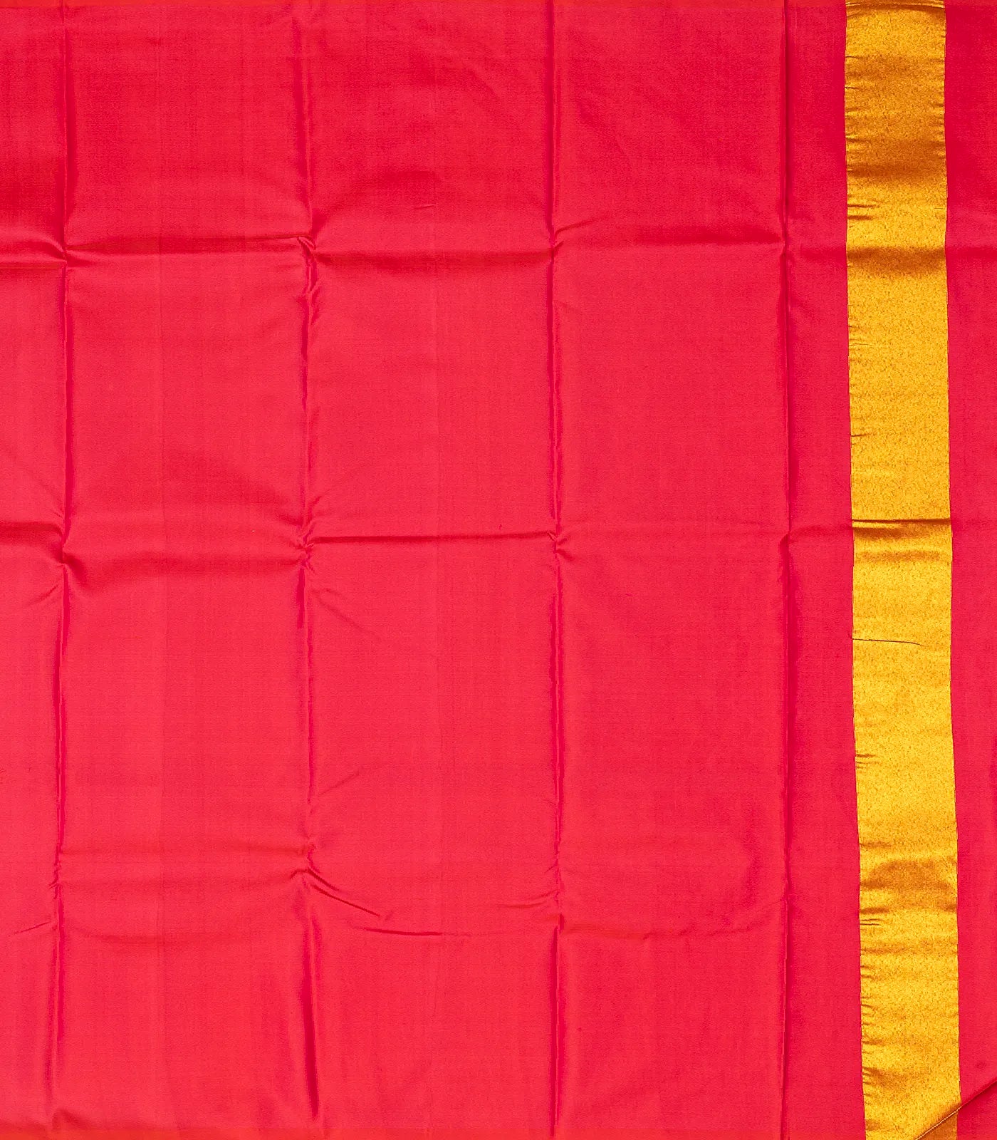 Orange Handloom Kanchipuram Korvai Silk Saree With Zari Temple Border