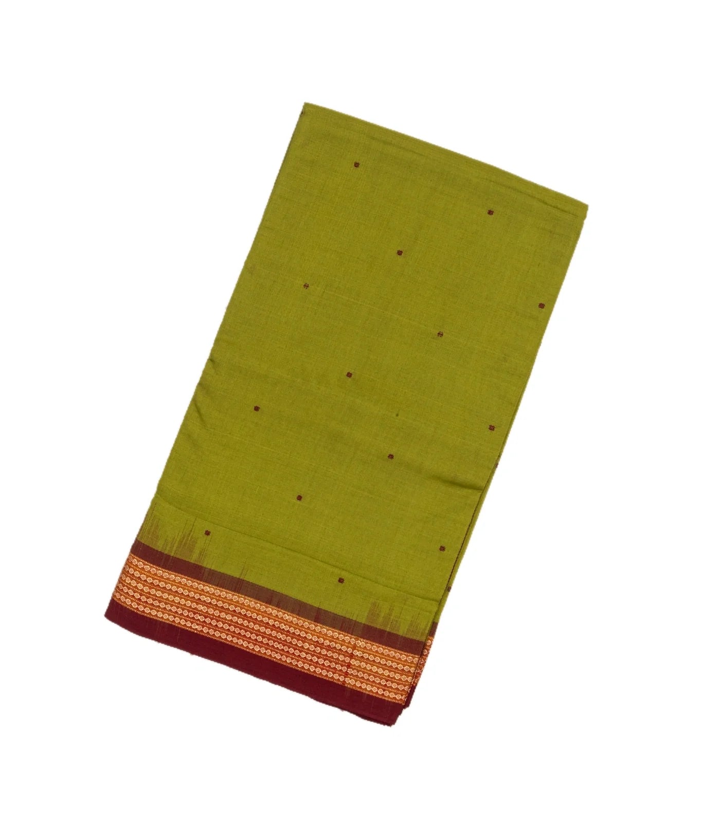 Light Green Handloom Orissa Cotton Saree With Mustard Tie & Dye Pallu