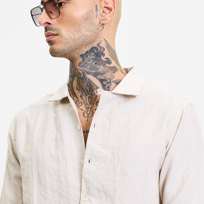 Cream Slim Fit Shirt