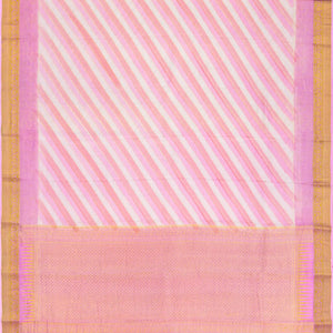 Bubble-gum Pink Mysore Crepe Silk Saree With Diagonal Stripes