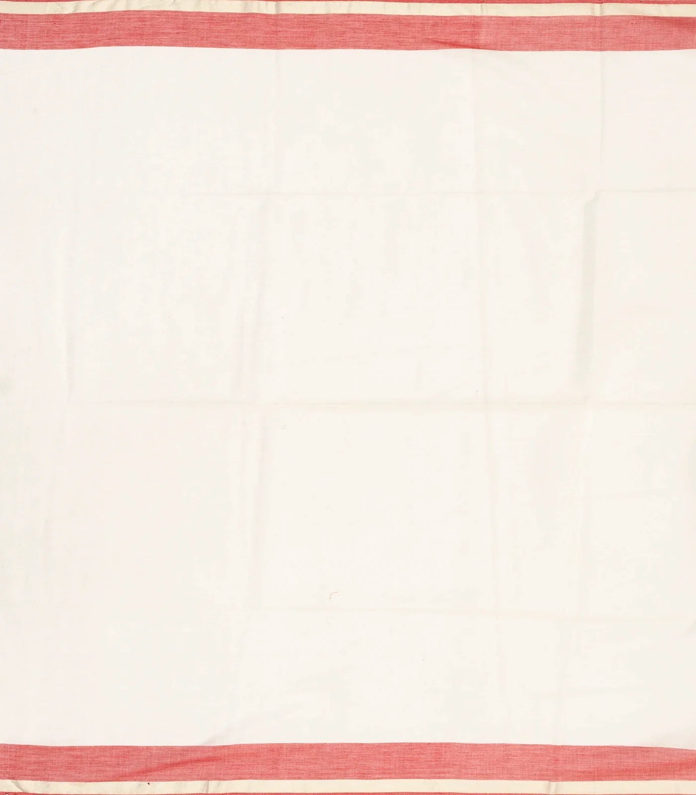 White Handloom Bengal Cotton Saree With Stripes & Buttas