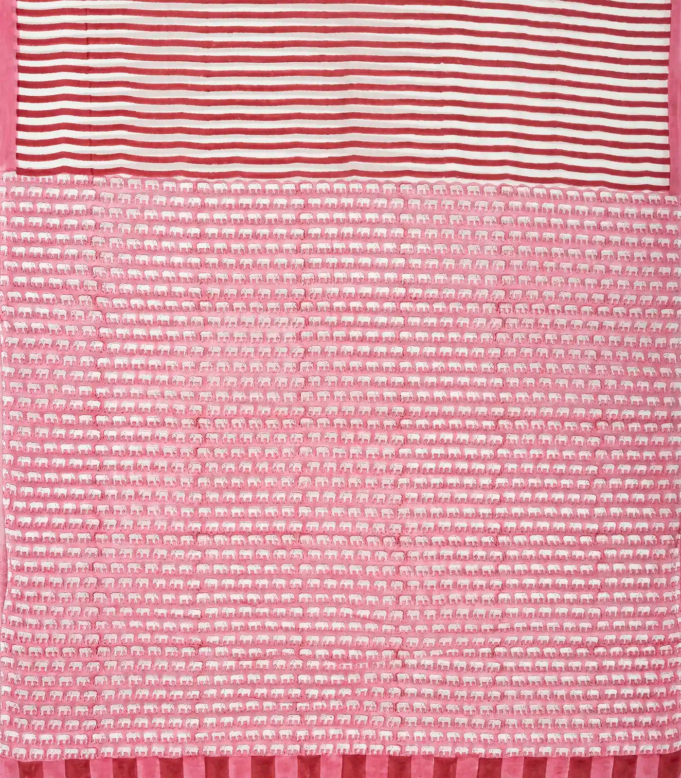 Red Woven Jaipur Cotton Saree Printed With Stripes