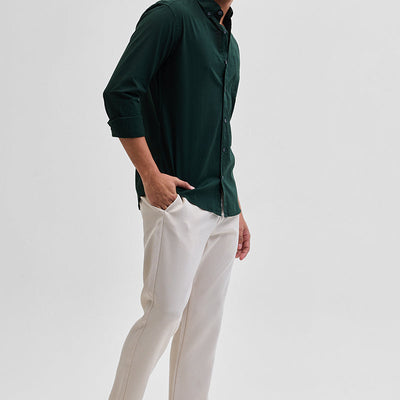 Dark Green Checks Slim Fit Shirt
