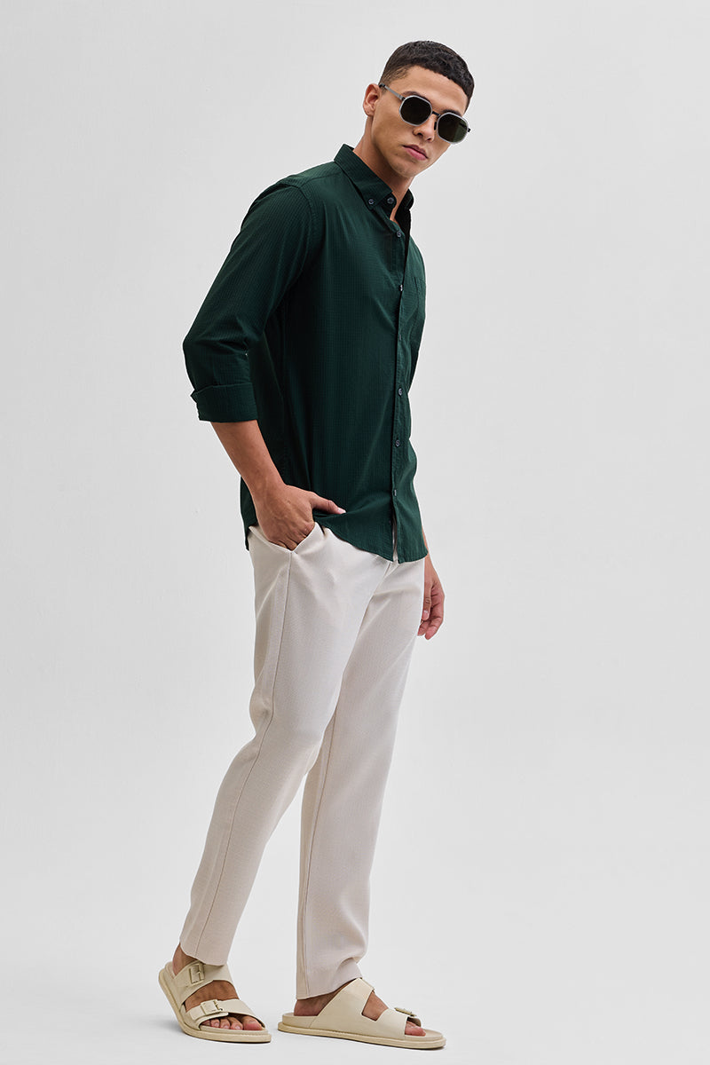 Dark Green Checks Slim Fit Shirt