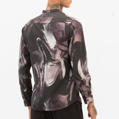 Mauve Abstract Mandarin Shirt