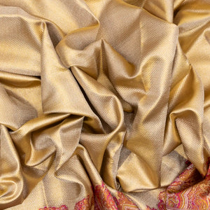 Gold Handloom Kanchipuram Tissue Silk Saree With Meena Floral Border