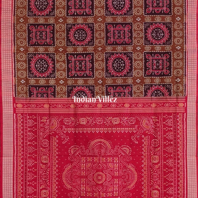 Rust Maroon Odisha Ikat Sambalpuri Silk Saree