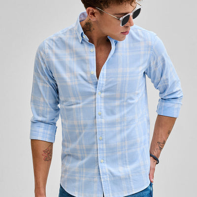 Light Blue Checks Oxford Shirt