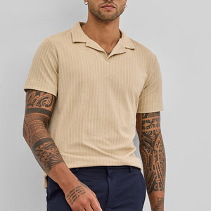 Beige Textured Cuban T-Shirt