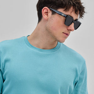 Blue Textured Sweatshirt