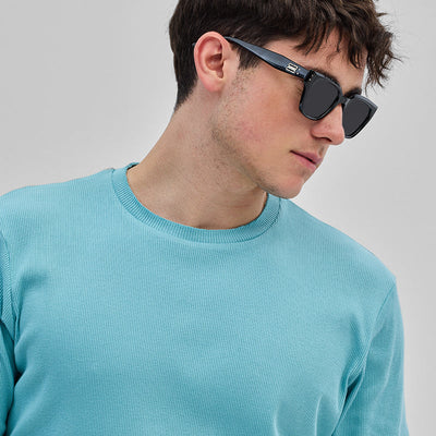 Blue Textured Sweatshirt