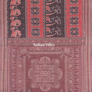 Peach Multicoloured Sambalpuri Ikat Silk Pastel Saree