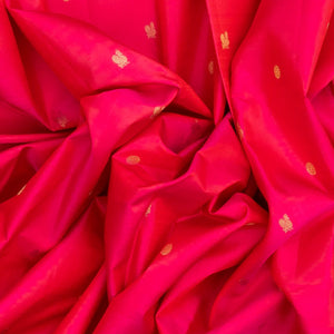 Hot Pink Handloom Kanchipuram Silk Saree With Annam Chakaram Buttas