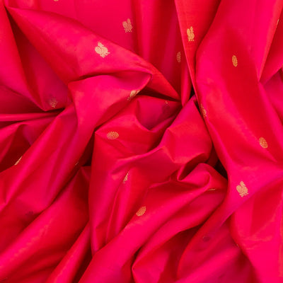 Hot Pink Handloom Kanchipuram Silk Saree With Annam Chakaram Buttas