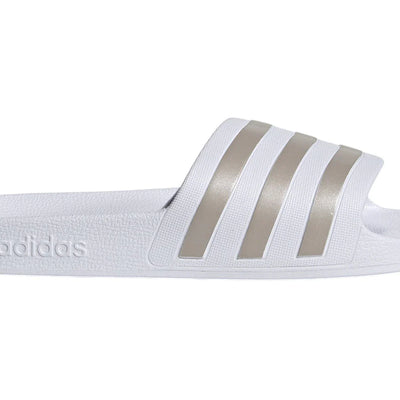 adidas Adilette Aqua Slides Cloud White Platinum Metallic
