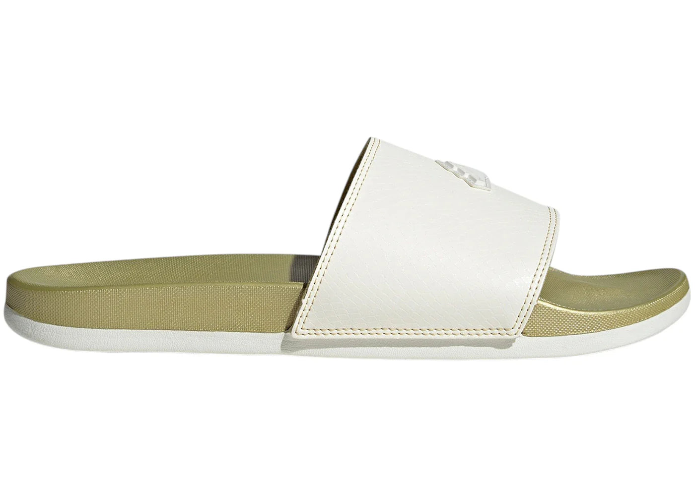 adidas Adilette Comfort Slides Core White Gold Metallic