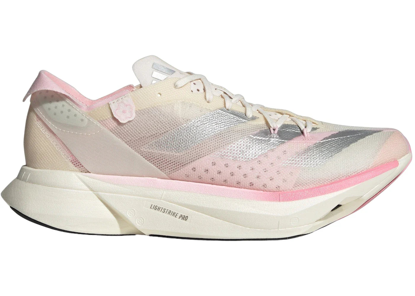 adidas Adizero Adios Pro 3 Chalk White Silver Metallic Clear Pink (Women's)