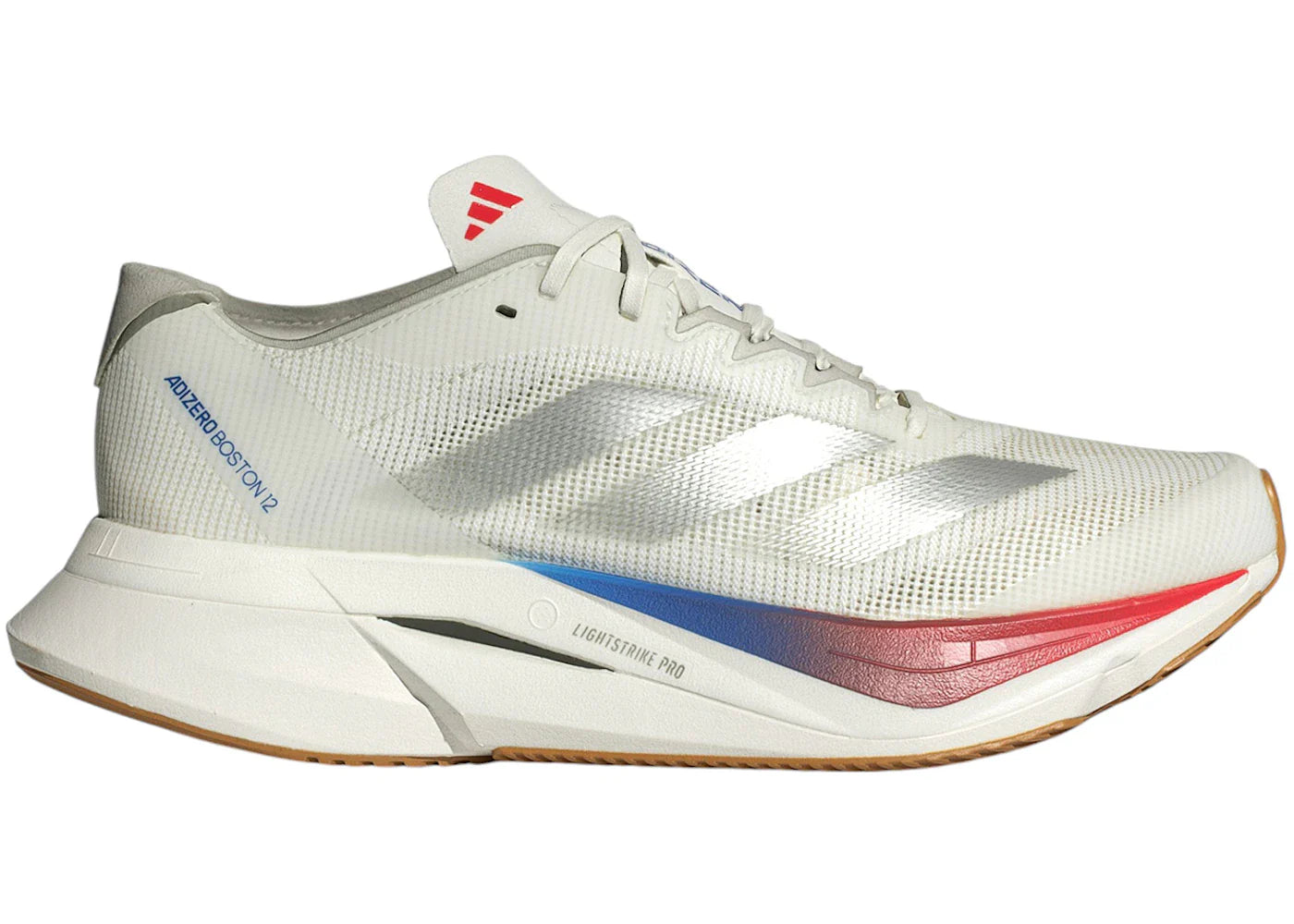 adidas Adizero Boston 12 Core White Matte Silver Pure Ruby (Women's)