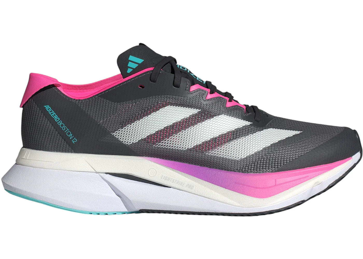 adidas Adizero Boston 12 Grey Five Crystal Jade Lucid Pink (Women's)