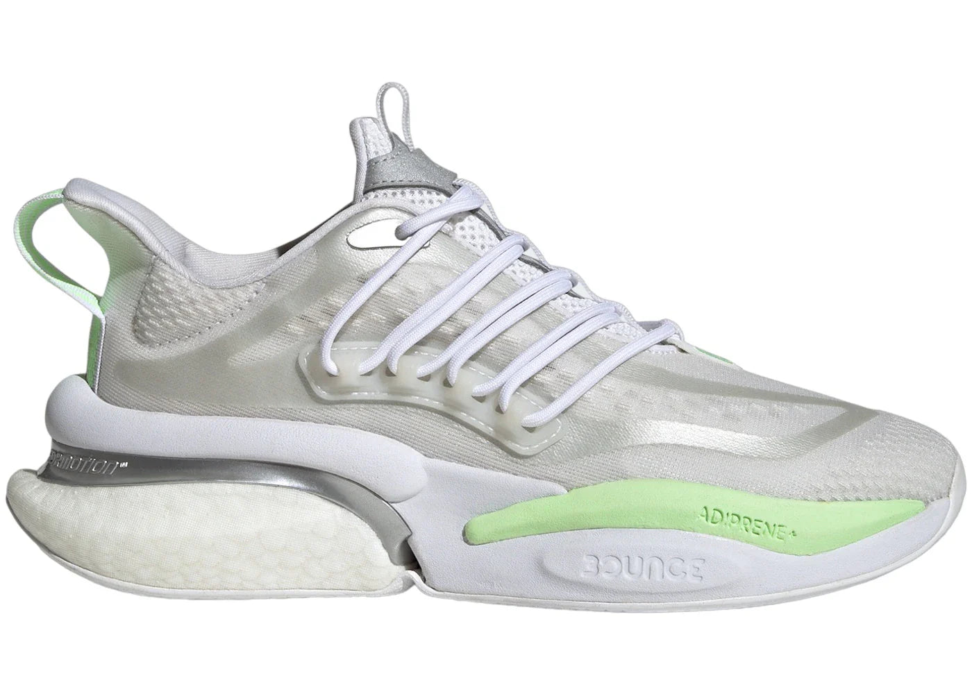 adidas Alphaboost V1 Cloud White Silver Metallic Green Spark (Women's)