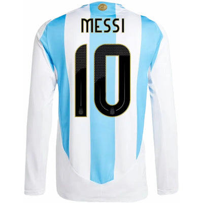 adidas Argentina 24 Long Sleeve Messi Home Authentic Jersey White/Blue Burst