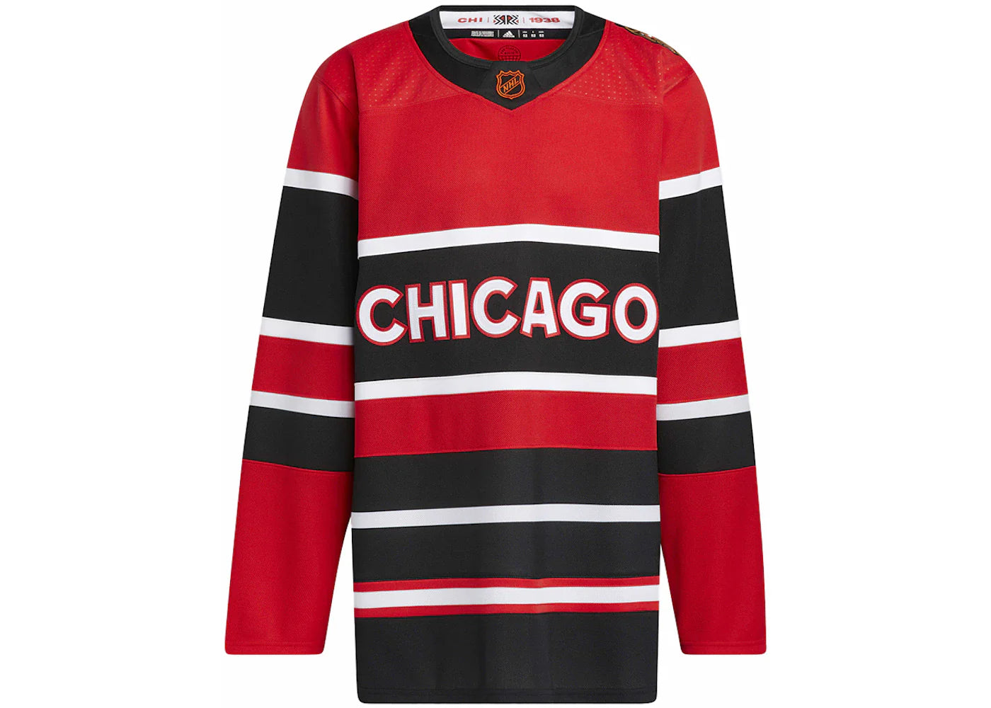 adidas Blackhawks Authentic Reverse Retro Wordmark Jersey Red