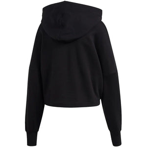 adidas Cropped Big Trifoil Pullover Hoodie Black/White
