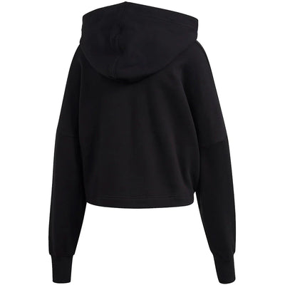adidas Cropped Big Trifoil Pullover Hoodie Black/White