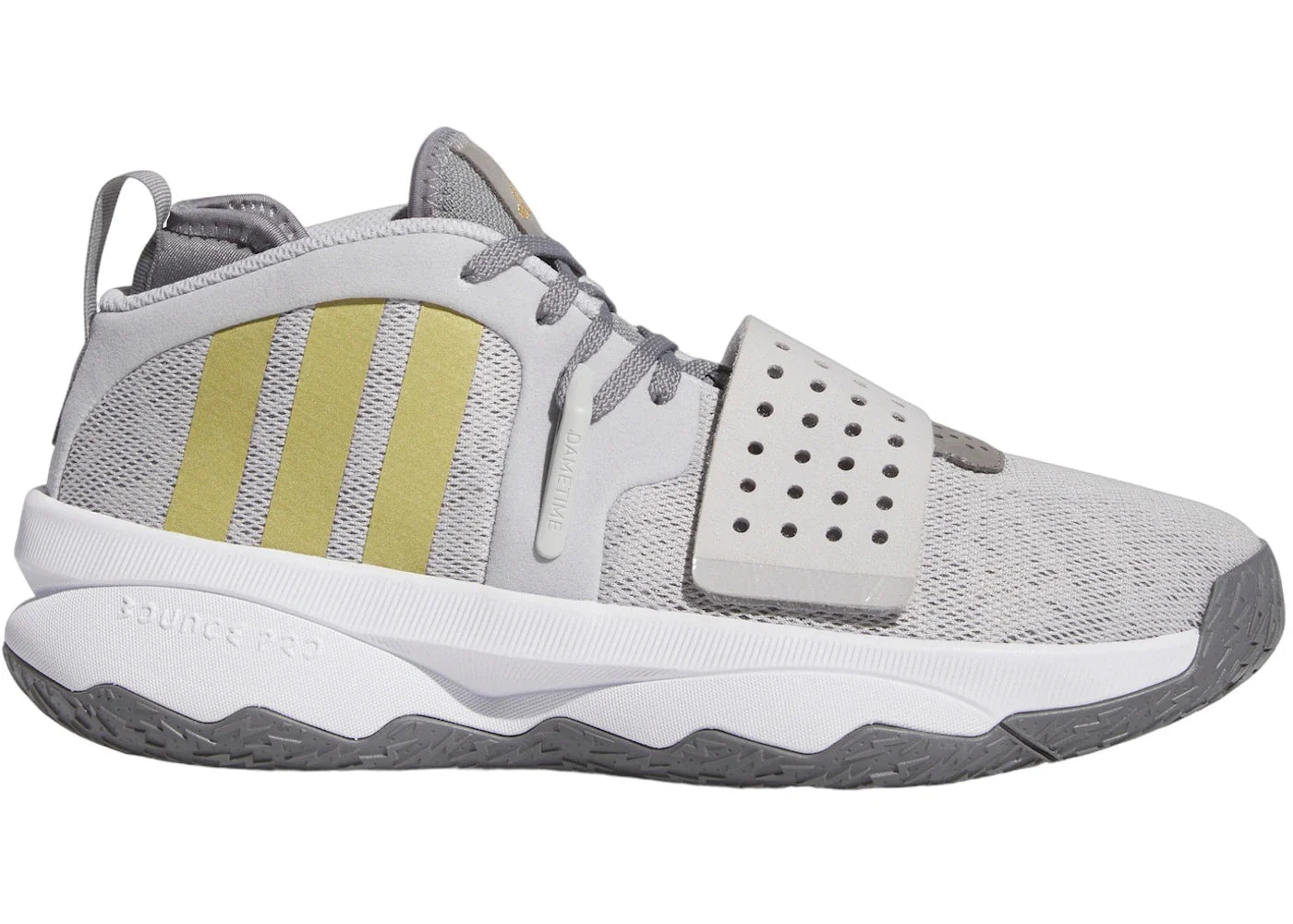 adidas Dame 8 EXTPLY Light Solid Grey Gold Metallic Grey Three