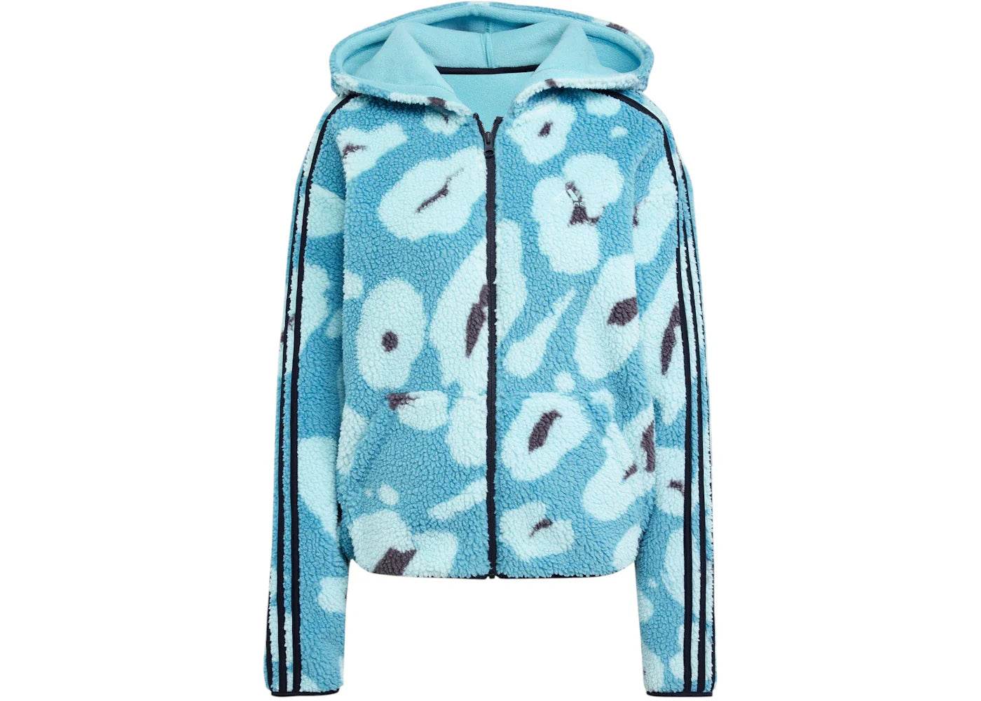 adidas Essentials 3-Stripes Animal Print High Pile Full-Zip Hoodie Multicolor/Black